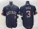 Men's Houston Astros #3 Jeremy Pena Number Black Rainbow World Serise Champions Patch Cool Base Stitched Jersey,baseball caps,new era cap wholesale,wholesale hats